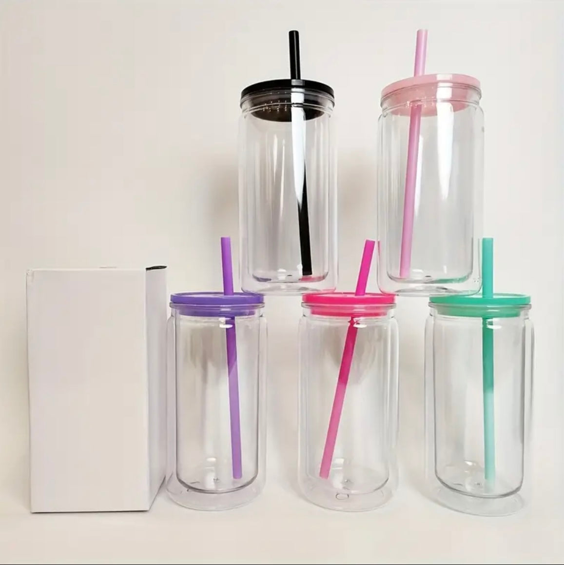 16oz plastic Colored top & Straw - 5 colors